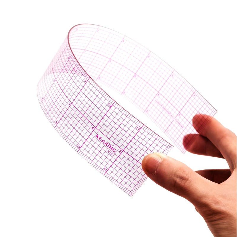 KEARING Clear Sewing Graph Ruler Fashion Design Ruler, Sandwich Line, 2 x 12, Transparent Pattern Making Dress Making Ruler for Sewing Quilting - Image 4